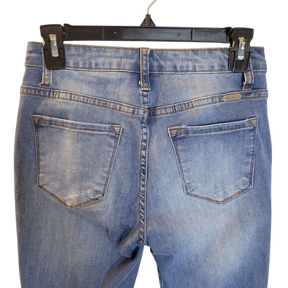 Kancan Womens Size 25 Blue Solid Distressed Skinny Jeans - Picture 7 of 12